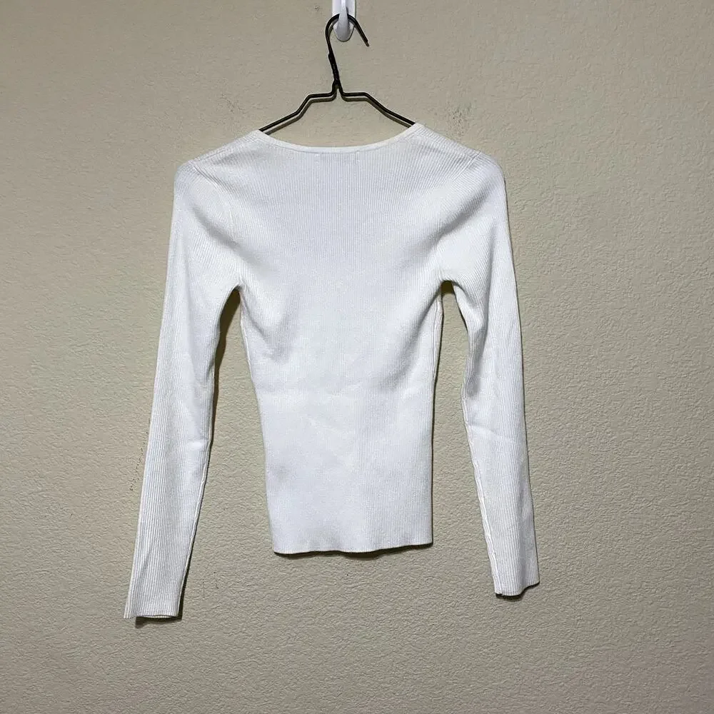 NWT FLAW MADEWELL Wide Rib Sweater Size XXS Scoop-Neck Long-Sleeve MSRP $45